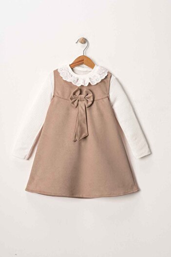 Zaziko Kids Рокля с двоен велур и панделка за момиче ELB.1001-Z