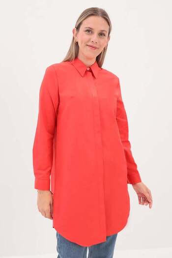 ALLDAY Pomegranate Flower- Secret Placket Shirt Tunic