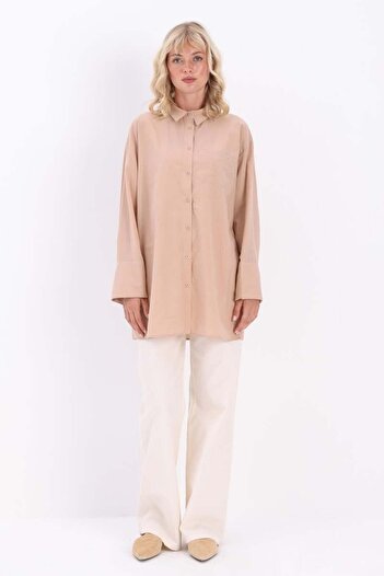 ALLDAY Beige-Cotton Stone Shirt Tunic