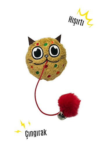 Miyav Plush Cookie Cat Toy - Cat Activity Toy with Rustle and Rattles, Sound Drawstring