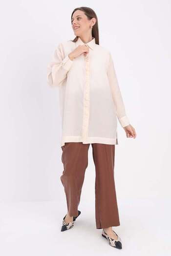 ALLDAY Off-White-Ruffle Shirt Tunic