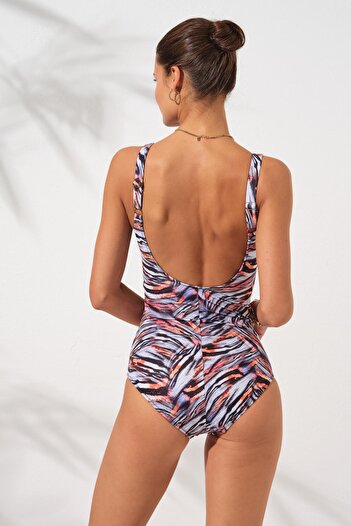 Pierre Cardin Stella V-Neck Buckle Corset Swimsuit Tiger 231133-t