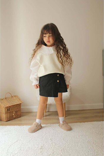 MİNİKO KİDS Girl's Collared Kits with Sweaters with Skirts 2-Piece Set