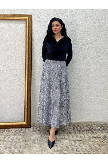 KÜÇÜĞÜM BUTİK Gray Long Sequin Skirt