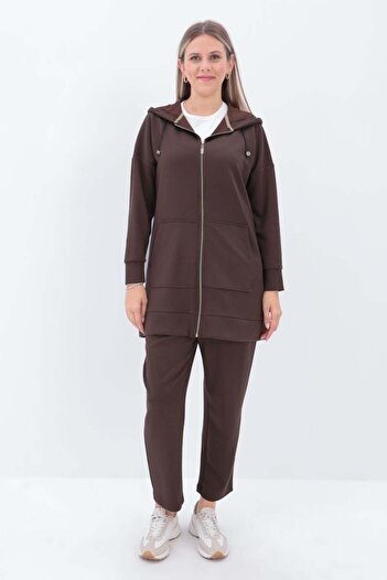 ALLDAY Coffee-Canguru Pocket Tracksuit Set