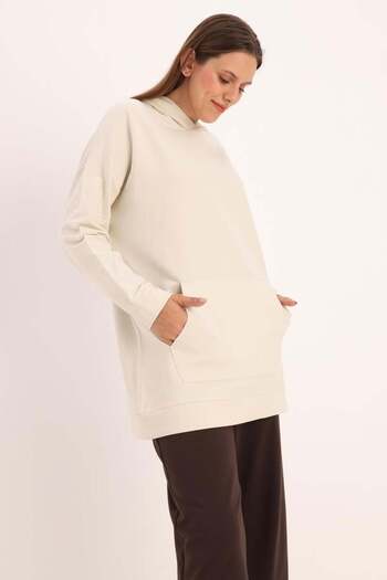 ALLDAY Stone-Hooded Kangaroo Pocket Sweatshirt