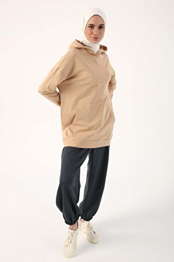 ALLDAY Camel-Hooded Sweat Tunic