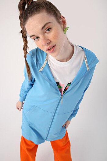 ALLDAY Blue-Zip Sweat Cardigan