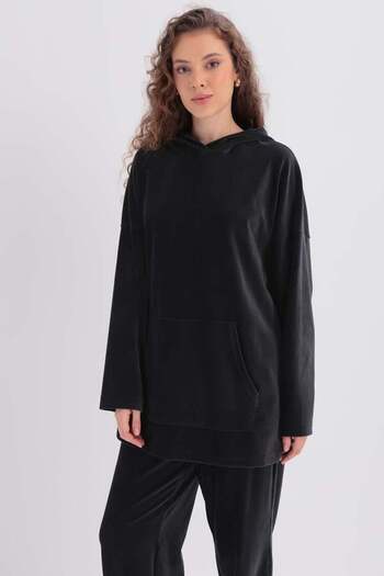 ALLDAY Smoked-Hooded Kangaroo Pocket Lycra Trousers Suit