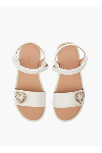 Flora Bella by Shoexpress Flora Bella Heart Accent Sandals with Hook and Loop Closure
