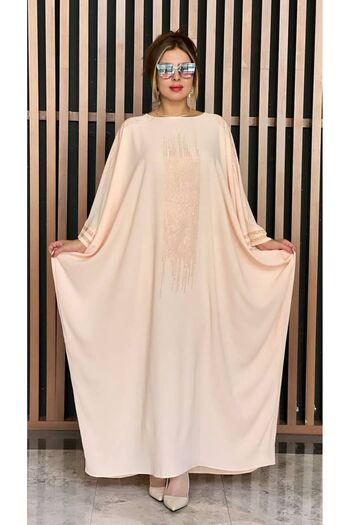 Miss Γυναικείο βραδινό φόρεμα Mercan με σχέδιο πολύτιμων λίθων σε χρώμα πούδρας Γυναικείο βραδινό φόρεμα και φόρεμα