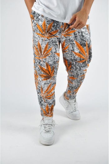 Superbluemexico Men's Casual Patterned Orange Baguette Trousers