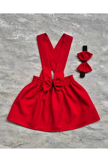 Şenkız Red Crepe Salopet - Bandana Detail Dress