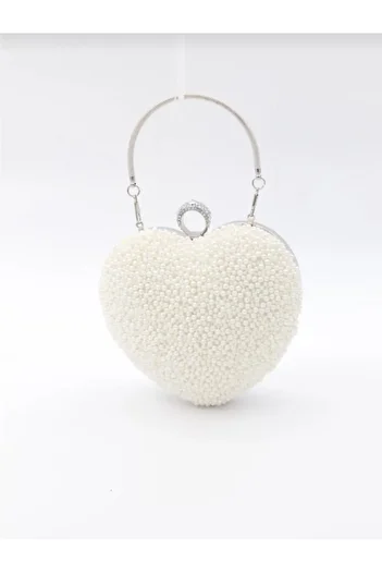 GP GUES POLO Heart Evening Bag with Crystal Silver Stone