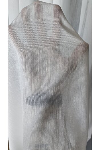 Yuka Ecru Organic Bamboo Tulle Curtain 1/3 Tight Pleat Wrinkle-Free Ironing Skirt Lead