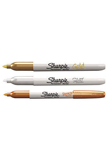 Sharpie Metallic Marker, Mixed 3 Pack (Gold, Silver & Bronze)