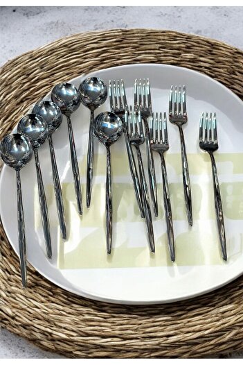 LeesHome 12 Piece Silver Cutlery Set - 6+6