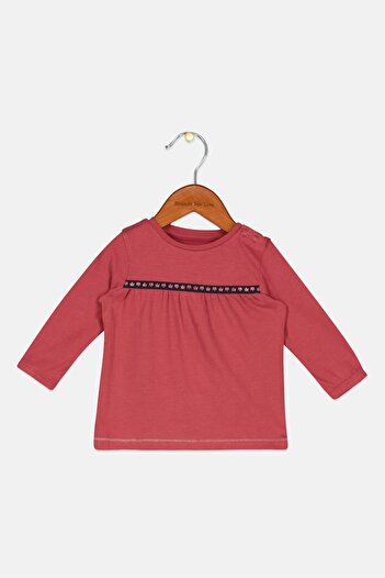 s.Oliver Toddlers Girl Round Neck Long Sleeve Graphic Printed Top, Rust