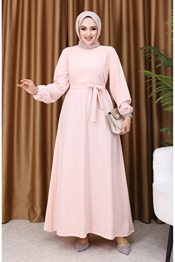 sefamerve Powder Color Basic Dress - 5577-02