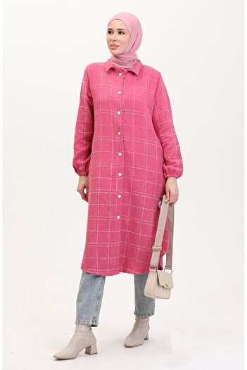sefamerve Pink Buttoned Tunic - 0564-03