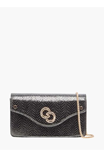 Celeste Textured Crossbody Bag with Button Closure and Chain Strap - W 5.5 x H 11 x D 21 cm