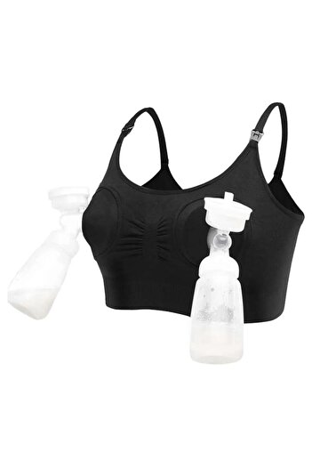 Blooming Blossom Hands free Pumping & Nursing Bra, Black - L