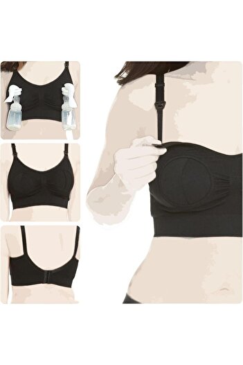 Blooming Blossom Hands free Pumping & Nursing Bra, Black - L