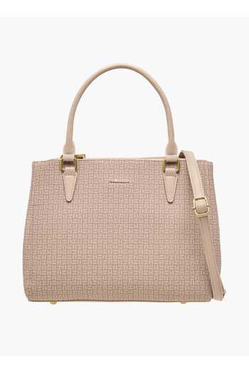 Flora Bella by Shoexpress Flora Bella Monogram Print Tote Bag with Detachable Strap and Zip Closure