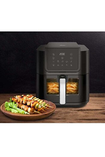 Badraig 8L Ultra Slim Digital Air Fryer with Clear Window, 10 Presets, 8L, 1700W, Black