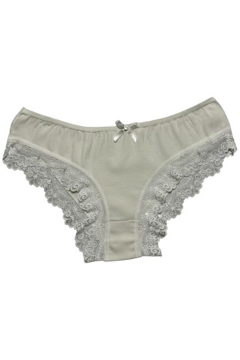 Gizli Butik Chiloți bikini din bumbac cu dantelă de damă Ecru