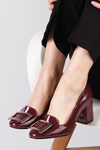 Mio Gusto Dámské boty na podpatku Adela Burgundy Color