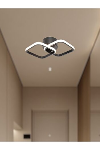 EYSHOP Modern Siyah İkili Kare Tek Renk (Beyaz/Sarı/Günışığı) LED Avize