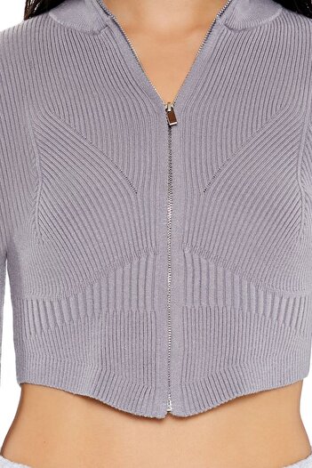 Forever 21 Crop Fermuarlı Kazak