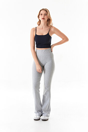 Fulla Moda High Waist Flare Pants with Elastic Waist