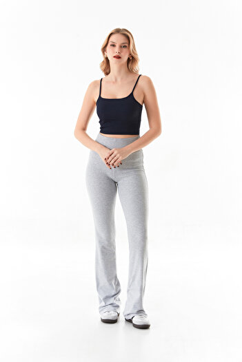 Fulla Moda High Waist Flare Pants with Elastic Waist
