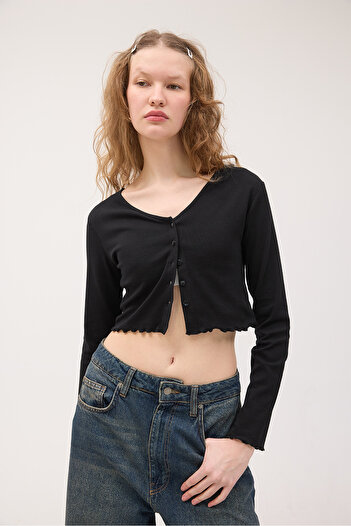 Addax Long Sleeve Buttoned Crop Cardigan H1666-T10