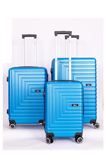 Mnuk Pilgrimage Set of 3 Traveling Luggage | Hardside Trolley | 20/24/28 Blue