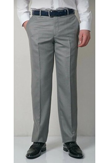 Rewoly Men's - Classic Cut Gray Fabric Pants