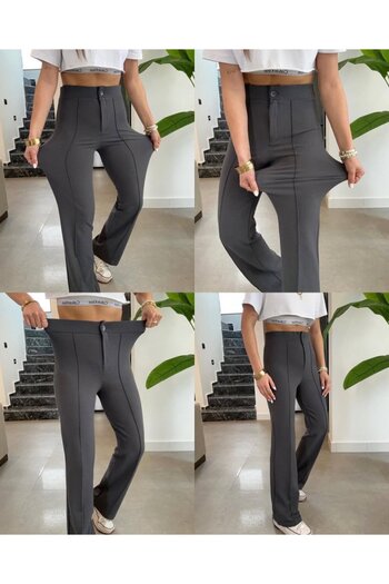 Edolika Women's High Waist Full Lycra Crepe Fabric Pants