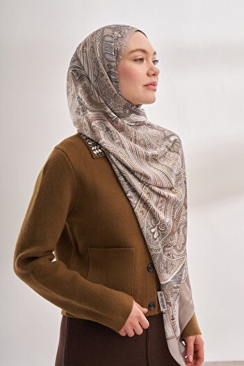 ARMANDA Εισαγόμενο σάλι Voile με μοτίβο Mink Mystic
