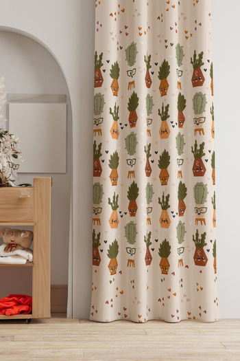 AYSHOME Ays Home Cactus Patterned Children's Room Curtain - Pleated Free (135 cm X 260 cm)