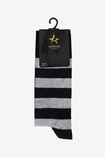 ALTINYILDIZ CLASSICS Men's Black-Grey Bamboo Single Patterned Socks