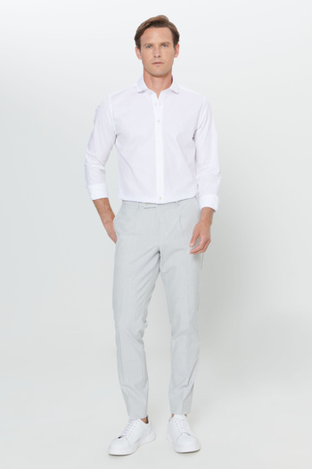 ALTINYILDIZ CLASSICS Erkek Gri Comfort Fit Rahat Kesim Yan Cepli Desenli Beli Lastikli Pantolon
