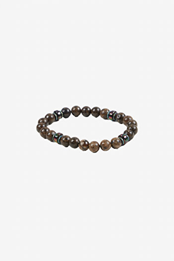 ALTINYILDIZ CLASSICS Men's Brown Natural Stone Beads Bracelet