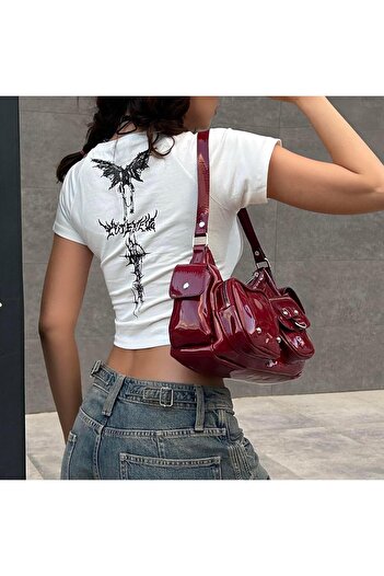 Köstebek White Gothic Dragon Slayer Short Sleeve Crop