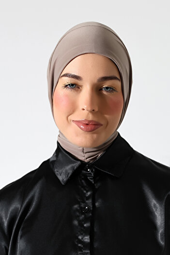ihvanonline Women's Snap Fastener Hijab Ready Practical Shawl Mink