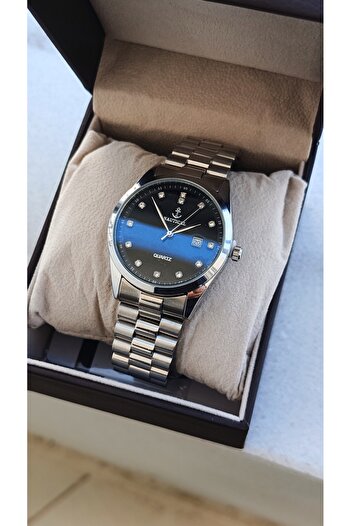 SKMİ Nautıcal Calendar Men's Wrist Watch Steel Case Cord