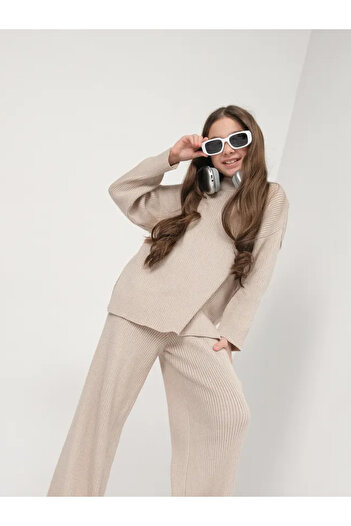 HN HNT TEKSTİL Girl's Knitwear Set - Stone Model