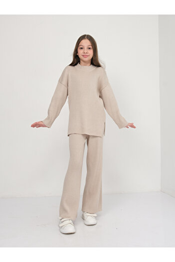 HN HNT TEKSTİL Girl's Knitwear Set - Stone Model