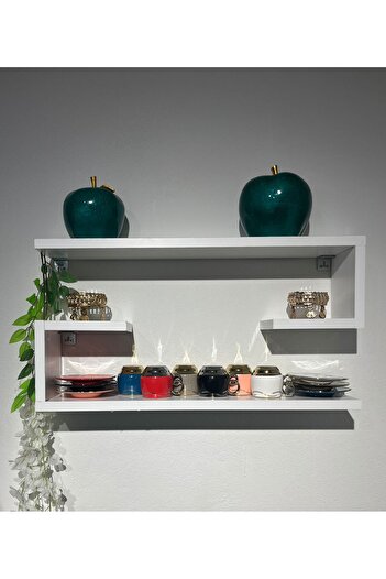 ÇağlaDesign White Mdf U Model Shelf 2 Pieces
